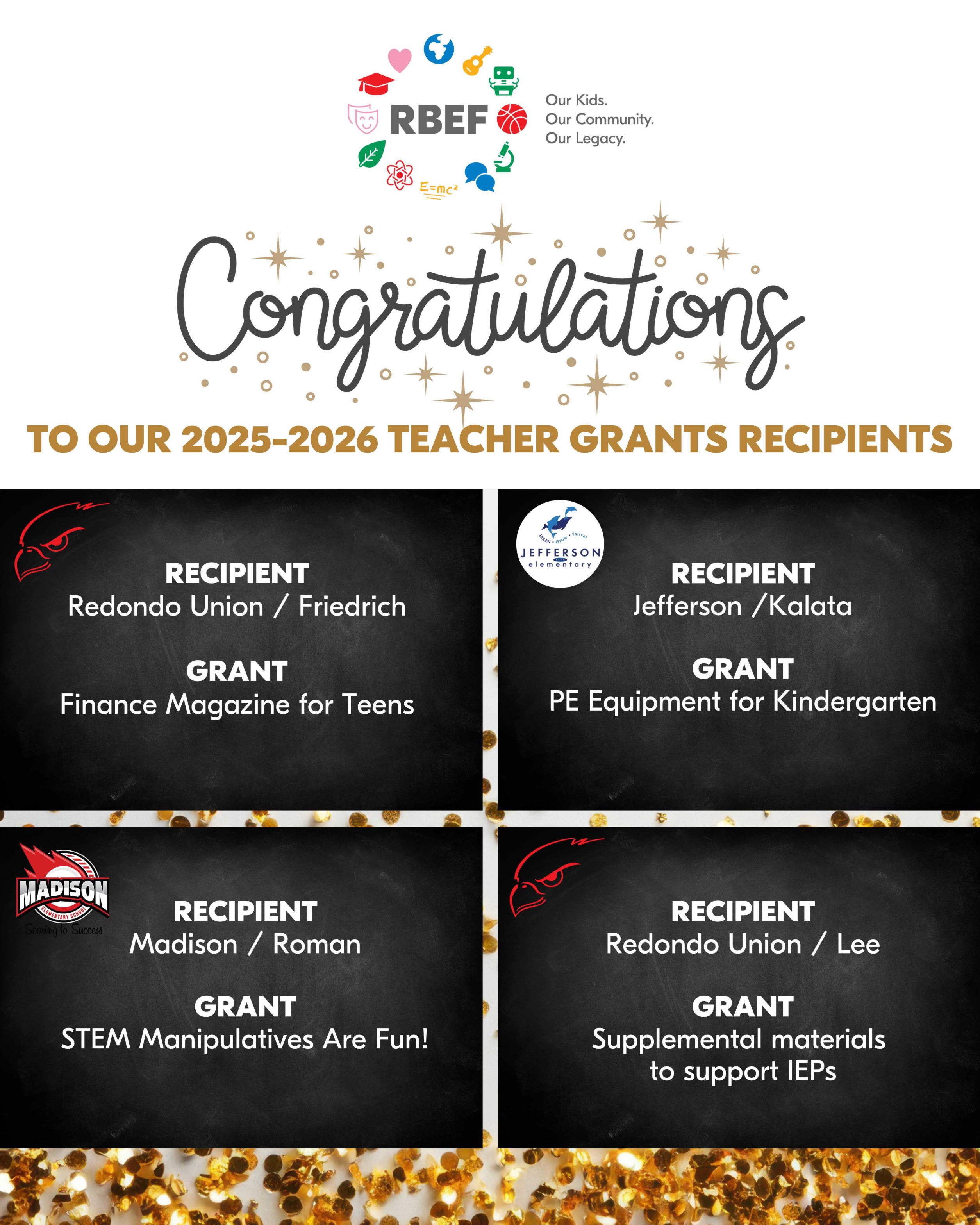2025-26 RBEF Teacher Grant Recipients